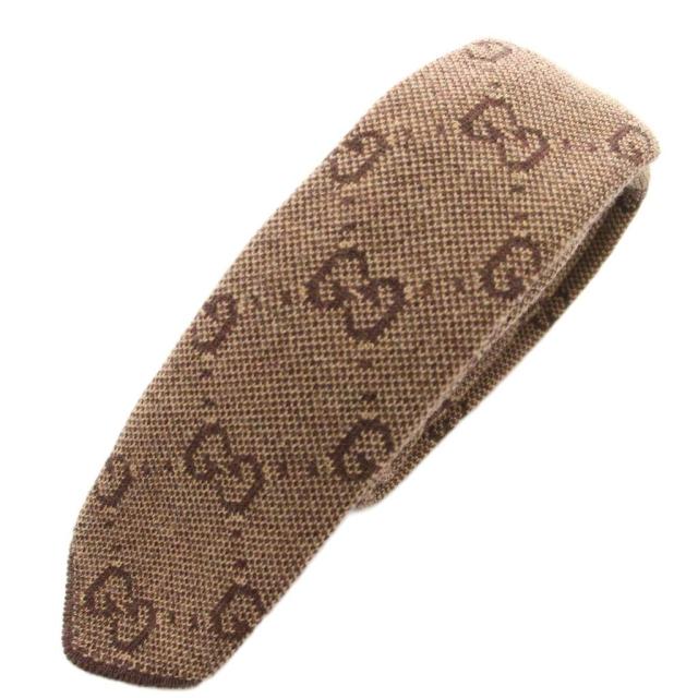 【中古】グッチ GUCCI ネクタイ ナロータイ GGロゴ ニット 茶 ブラウン /HN メンズ