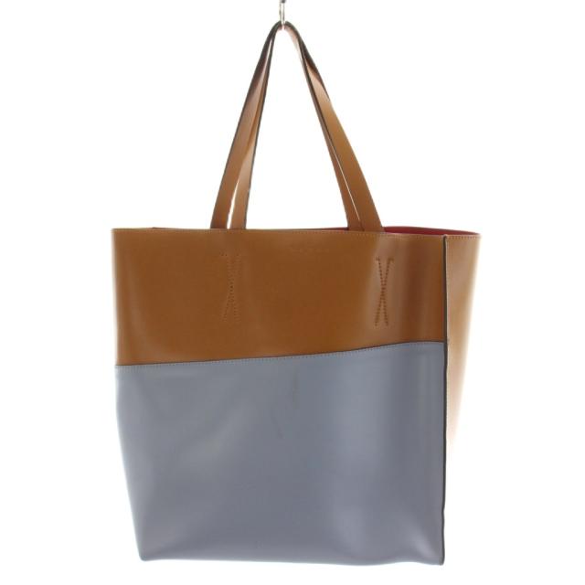 【中古】マルニ MARNI トートバッグ ショルダーバッグ ハンドバッグ バイカラー レザー 水色 ライトブルー 茶
