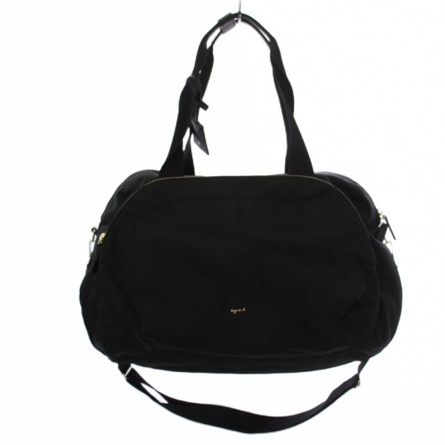 【中古】アニエスベー agnes b. ナイロンボストンバッグ ショルダーバッグ 2WAY 黒いこと FT03A-03 /BM レディース