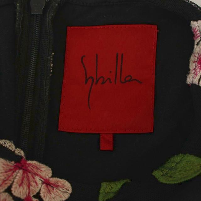 【中古】シビラ SYBILLA フラワーエンブロイダリーチュールノースリーブドレス ワンピース ロング M 黒 レディース_3