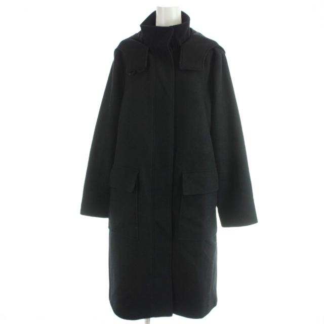 【中古】セオリー Theory LAMB MELTON DUFFLE COAT フード付きロングコート ウール S ブラック レディース