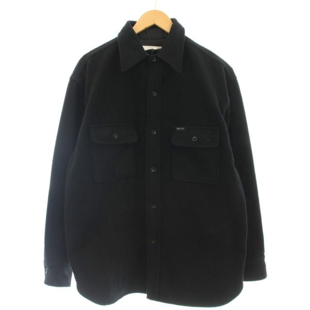 【中古】タイムイズオン Time is on ウール混 CPOシャツ 長袖 厚手 シャツ 1 黒 ブラック T220-S921 /☆G メンズ