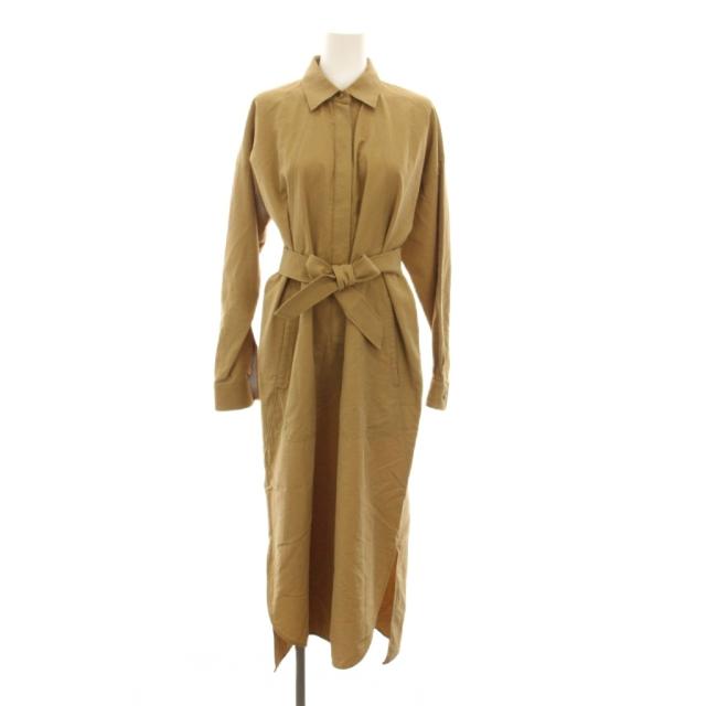 【中古】マックスマーラ MAX MARA シャツワンピース ロング マキシ丈 38 茶色 ライトブラウン 長袖 23122101326 /YM