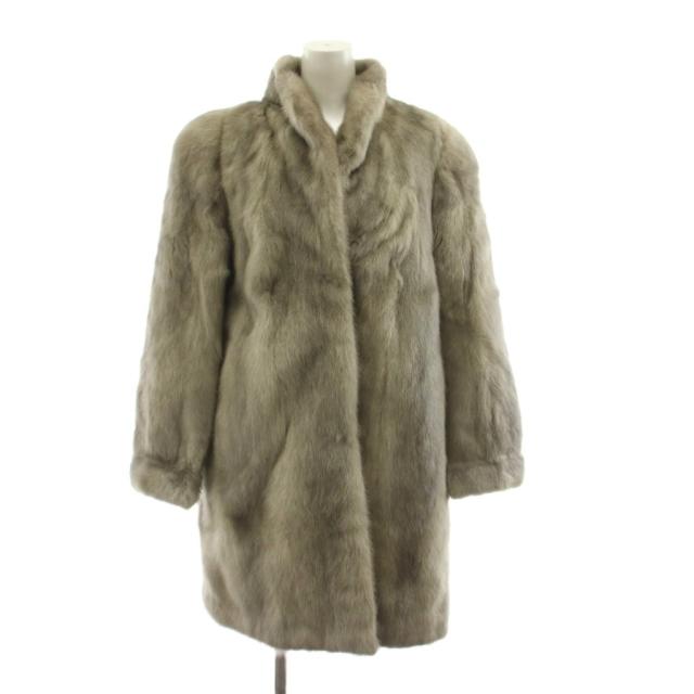 【中古】サガミンク SAGA MINK 銀サガ ミンクファーコート 毛皮 ロング F グレー /KU レディース