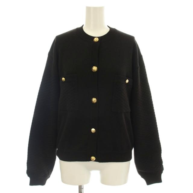【中古】サルヴァトーレフェラガモ Salvatore Ferragamo ニット カーディガン 金ボタン スカーフ裏地 長袖 黒
