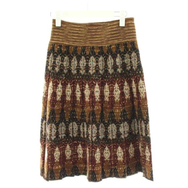 【中古】ミッソーニ MISSONI セットアップ ニット セーター 長袖 フレアスカート ひざ丈 総柄 ウール 46 42 茶 【中古】ミッソーニ MISSONI セットアップ ニット セーター 長袖 フレアスカート ひざ丈 総柄 ウール 46 42 茶