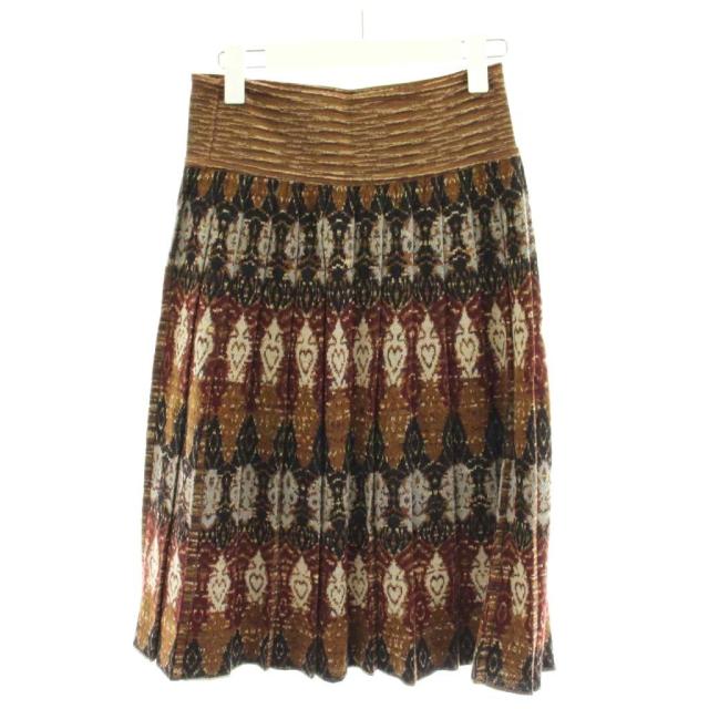 【中古】ミッソーニ MISSONI セットアップ ニット セーター 長袖 フレアスカート ひざ丈 総柄 ウール 46 42 茶 【中古】ミッソーニ MISSONI セットアップ ニット セーター 長袖 フレアスカート ひざ丈 総柄 ウール 46 42 茶