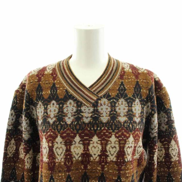 【中古】ミッソーニ MISSONI セットアップ ニット セーター 長袖 フレアスカート ひざ丈 総柄 ウール 46 42 茶 【中古】ミッソーニ MISSONI セットアップ ニット セーター 長袖 フレアスカート ひざ丈 総柄 ウール 46 42 茶