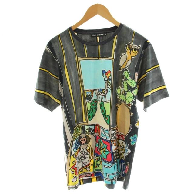 【中古】ドルチェ&amp;ガッバーナ ドルガバ DOLCE&amp;GABBANA Tシャツ カットソー 半袖 総柄 50 グレー /AN78 メンズ