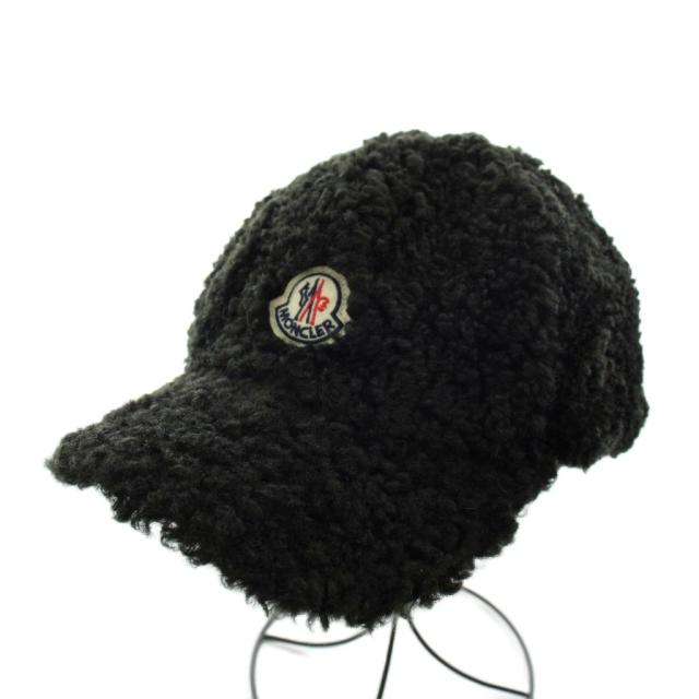 【中古】モンクレール MONCLER BERRETTO キャップ 帽子 ボア ロゴ S 黒 ブラック F20933B72200 /AN7 レディース