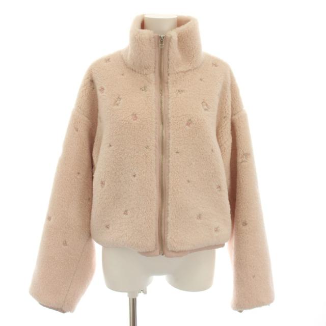 【中古】ファーファー furfur 25AW フラワービーズ刺繍ボアブルゾン ハイネック F ピンク RWFJ254030 レディース