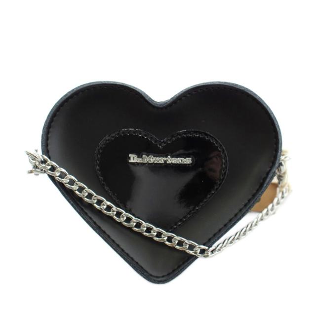 【中古】未使用品 ドクターマーチン DR.MARTENS ミニ ハート バッグ ポシェット ショルダーバッグ チェーン 黒