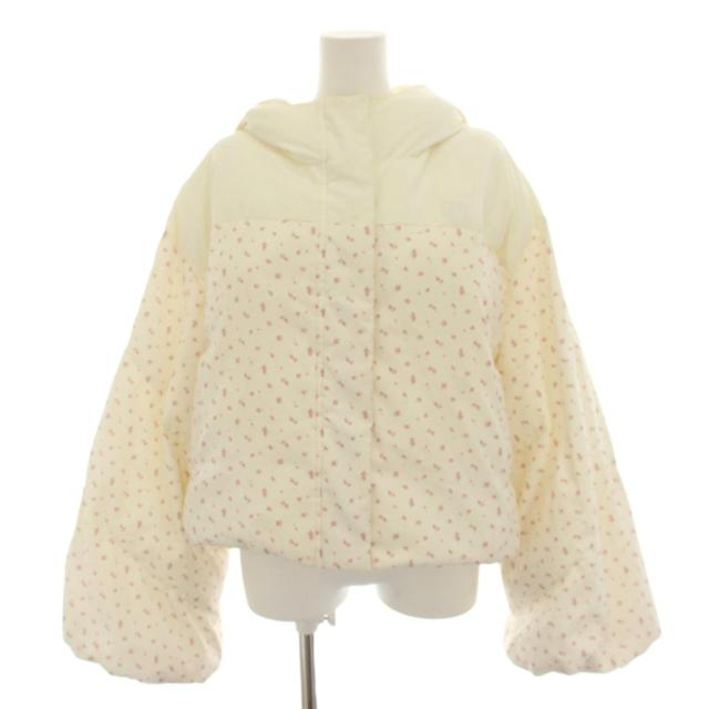 【中古】ファーファー 25AW 2WAYダウンジャケット 中綿ジャケット フード 花柄 F 白 ピンク RWFJ254034 レディース