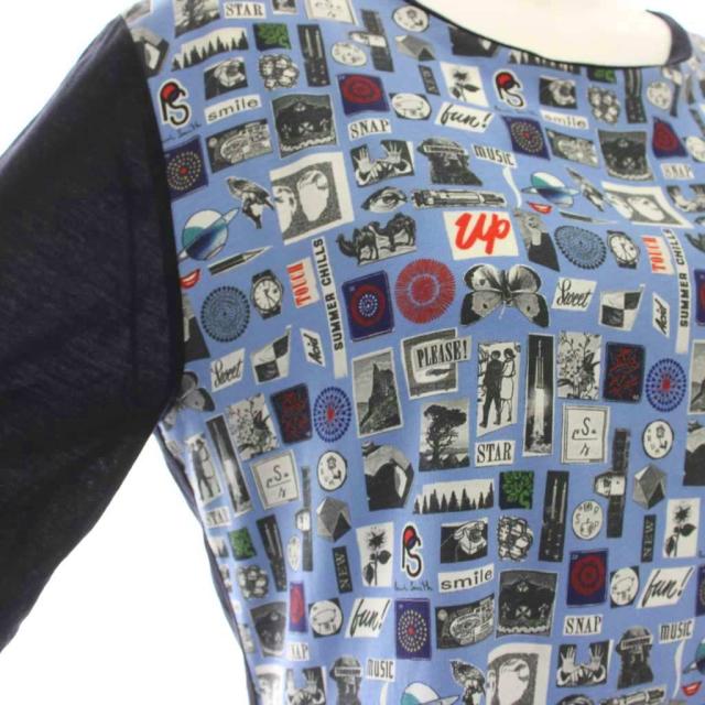 【中古】ピーエスポールスミス なおなお書き Paul Smith 衣装 ロング M 青 青味 紺 米国海軍 総柄 ラウンドのど頚