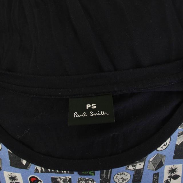 【中古】ピーエスポールスミス なおなお書き Paul Smith 衣装 ロング M 青 青味 紺 米国海軍 総柄 ラウンドのど頚