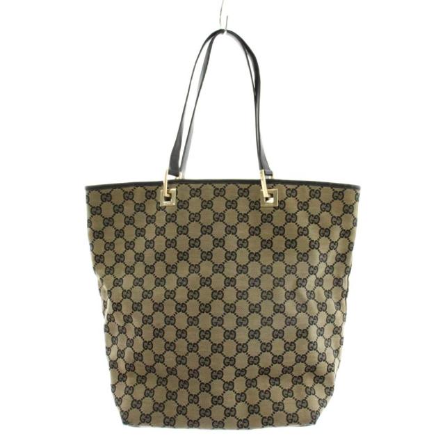 【中古】グッチ GUCCI GGキャンバス トートバッグ ショルダーバッグ レザー ベージュ 紺 ネイビー 002・1098 /AN48