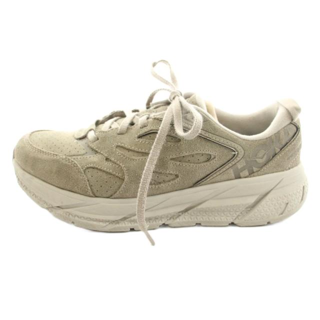 【中古】ホカオネオネ HOKA ONE ONE クリフトン L スエード スニーカー ローカット US10.5 27.5cm グレージュ 1122571