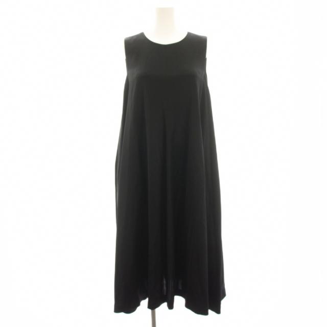 【中古】ノワールケイニノミヤ kei ninomiya ワンピース マキシ ロング サテン ノースリーブ S 黒 ブラック /HN