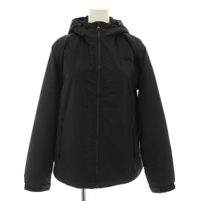 【中古】ザノースフェイス コンパクトノマドジャケット 中綿ジャケット フード 裏地ボア L 黒 NPW72433 レディース