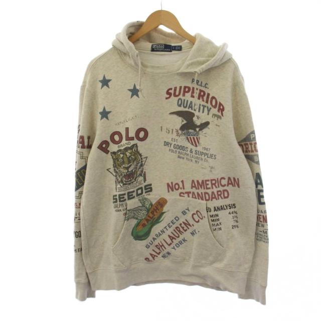 【中古】ポロ ラルフローレン POLO RALPH LAUREN パーカー プルオーバー 長袖 L グレー レディース