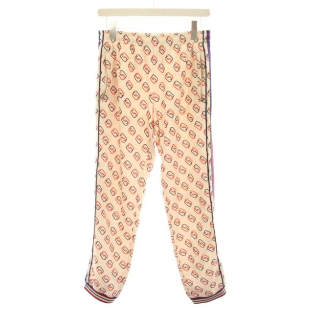 【中古】グッチ GUCCI ジャージ インターロッキング トラックパンツ サイドライン GGロゴ XS ベージュ 赤 紺 /YM