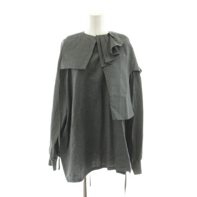 【中古】エンフォルド NECK-PARTS PULLOVER ネックパーツプルオーバー ブラウス カットソー 長袖 ウール 38 グレー