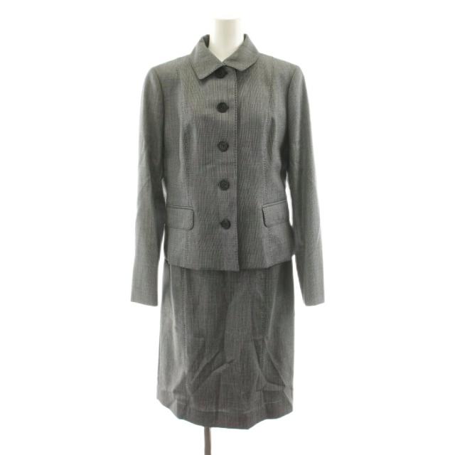 【中古】赤ちょうちんバリー 大ロンドン 背広 セットアップ ステンカラー上衣 タイトスカート ひざ丈 毛糸 地絹混