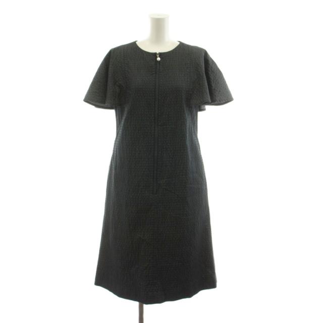 【中古】ルネ Rene 25年製 ウォッシャブルワンピース ミモレ ロング 半袖 パールジップ 34 グレー 5516290