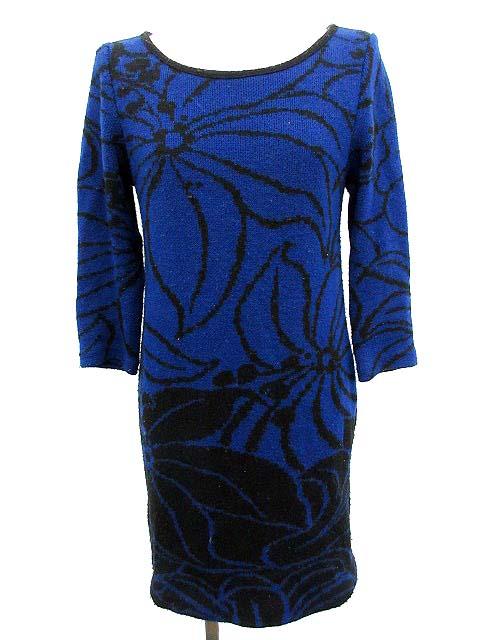 中古 グレースコンチネンタル Grace Continental ニット ワンピース 七分袖 ミニ丈 総柄 青 36 Q8 D レディースの通販はau Pay マーケット ブランド古着のベクトル