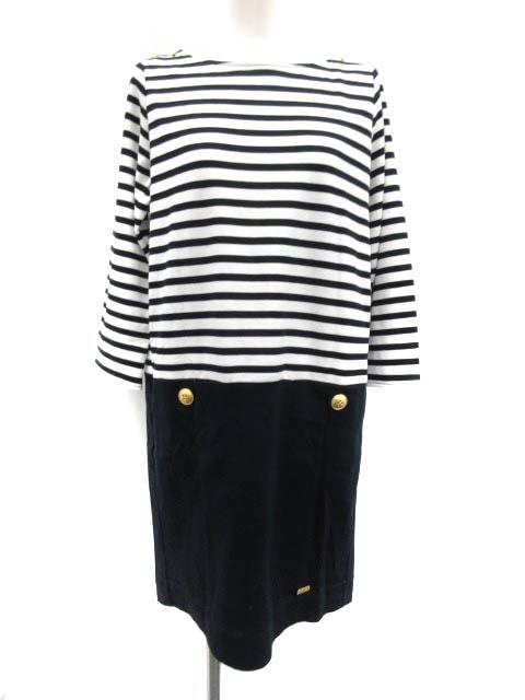 中古 ブルーレーベルクレストブリッジ Blue Label Crestbridge ワンピース 七分袖 ボーダー ひざ丈 38 紺 白 レディースの通販はau Pay マーケット ブランド古着のベクトル