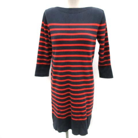 中古 ドレステリア Dressterior ワンピース ボーダー ボートネック ひざ丈 七分袖 紺 ネイビー 赤 レディースの通販はau Pay マーケット ブランド古着のベクトル