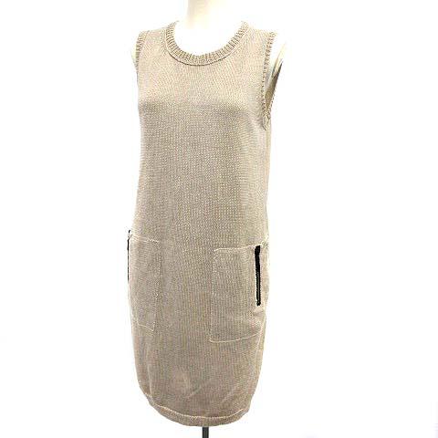 中古 フォクシー Foxey ワンピース ノースリーブ リネン ニット タイト 38 グレージュ G レディースの通販はau Pay マーケット ブランド古着のベクトル