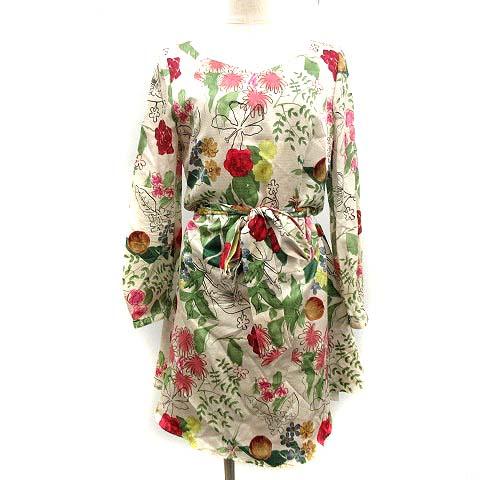 中古 シビラ Sybilla ワンピース ひざ丈 長袖 花柄 シルク L ベージュ ピンク Nt2 レディースの通販はau Pay マーケット ブランド古着のベクトル