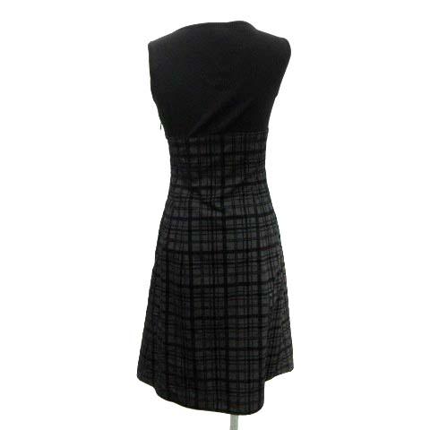 中古 ルネ Rene ワンピース ノースリーブ ニット 切替 リボン チェック ひざ丈 34 黒 ブラック Tk レディースの通販はau Pay マーケット ブランド古着のベクトル