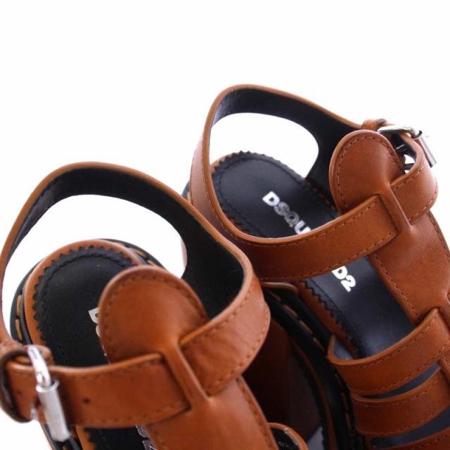 【中古】未使用品 ディースクエアード PLATFORM HEELED SANDALS 厚底サンダル レザー ストラップ 35 23.5cm 茶の通販は 【中古】未使用品 ディースクエアード PLATFORM HEELED SANDALS 厚底サンダル レザー ストラップ 35 23.5cm 茶の通販は