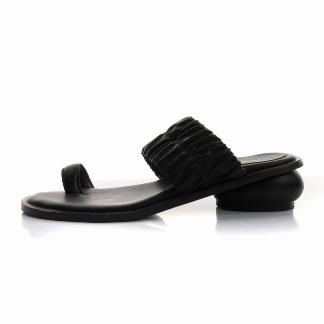 【中古】アキラナカ AKIRA NAKA サンダル ローヒール ギャザー 37 22.5〜23.0cm 黒 ブラック AWS1902-BK ■GY30の通販は 5,900円