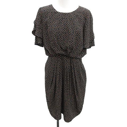 中古 フリッカ Flicka ワンピース ひざ丈 ドット 水玉 半袖 1 黒 茶 Og42 Ca レディースの通販はau Pay マーケット ブランド古着のベクトル