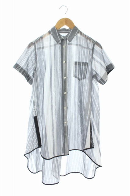 中古 サカイ Sacai 18ss ワンピース シャツ ミニ ロングテール ストライプ 半袖 2 グレー Ao Os H レディース Au Pay マーケット