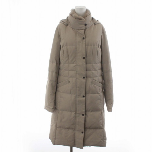 【中古】ダックス DAKS LONDON ダウンコート レッキスラビットファー フード 裏チェック ロング 38 グレージュ｜au PAY マーケット