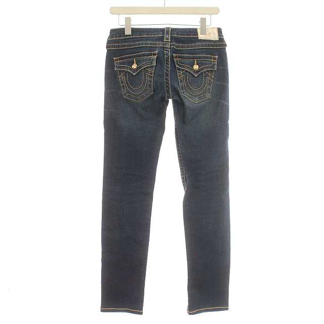 【中古】トゥルーレリジョン TRUE RELIGION デニムパンツ ローライズ ラインストーン USED加工 26 青｜au PAY マーケット