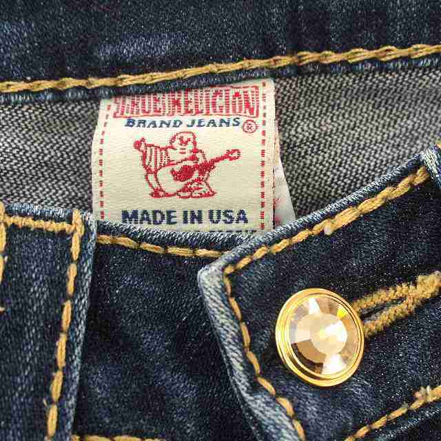 【中古】トゥルーレリジョン TRUE RELIGION デニムパンツ ローライズ ラインストーン USED加工 26 青｜au PAY マーケット