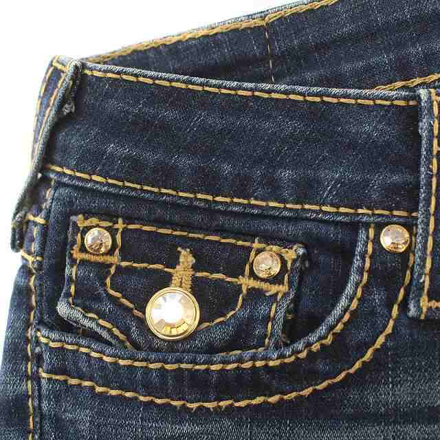 【中古】トゥルーレリジョン TRUE RELIGION デニムパンツ ローライズ ラインストーン USED加工 26 青｜au PAY マーケット