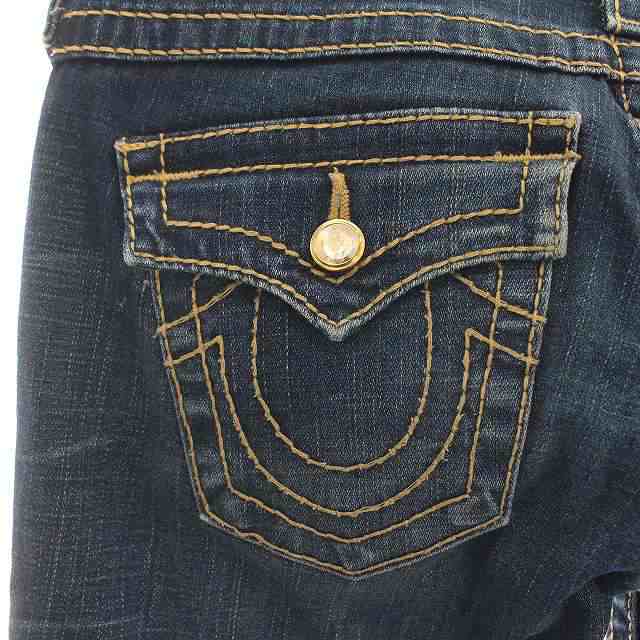 【中古】トゥルーレリジョン TRUE RELIGION デニムパンツ ローライズ ラインストーン USED加工 26 青｜au PAY マーケット