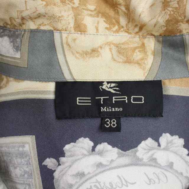 【中古】エトロ ETRO シャツ ブラウス 長袖 総柄 シルク イタリア製 38 S 茶 ブラウン 黒 ブラック レディース｜au PAY マーケット