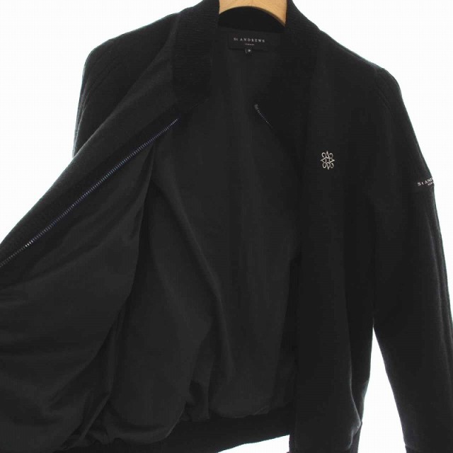St ANDREWS ジャケット ニット ブルゾン ジップアップ ロゴ S 黒