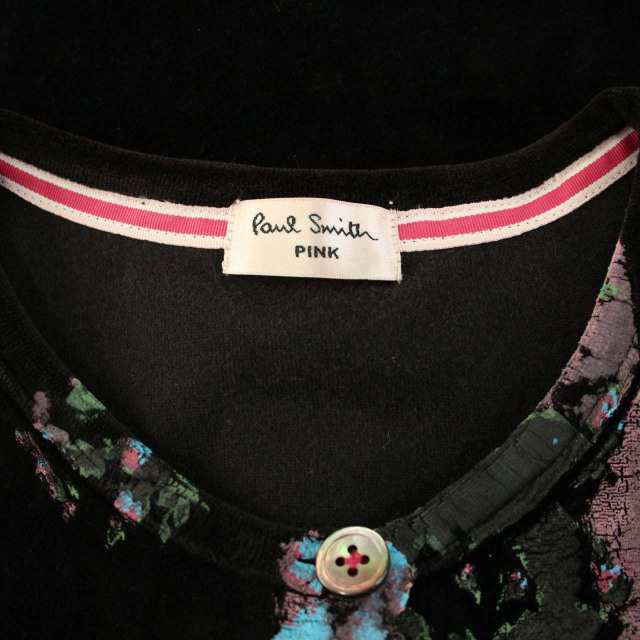 ポールスミス ピンク paul smith カーディガン ベロア 花柄 M 黒