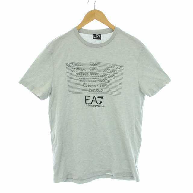 【中古】EMPORIO ARMANI EA7 Tシャツ クルーネック プルオーバー 半袖 ロゴ M グレー 黒 8NPT01 PJ30Z ■GY03  /SI16｜au PAY マーケット