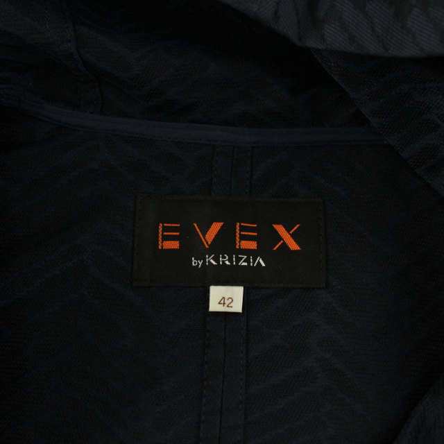 【中古】エヴェックス バイ クリツィア EVEX by KRIZIA スプリングコート ハーフ ミドル ヘリンボーン 総柄 42 XL 紺｜au  PAY マーケット