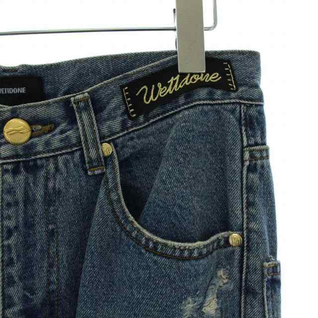 【中古】ウェルダン 2021年製 BLUE WASHED PATCH WORK JEANS デニム パンツ パッチワークジーンズ S 青  レディース｜au PAY マーケット