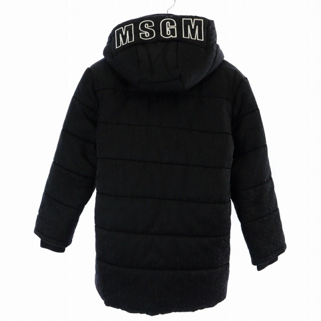 【中古】エムエスジーエム MSGM 19SS 中綿ジャケット フード ロゴ 12 140〜150cm 黒 ブラック /AQ ■GY30 キッズ